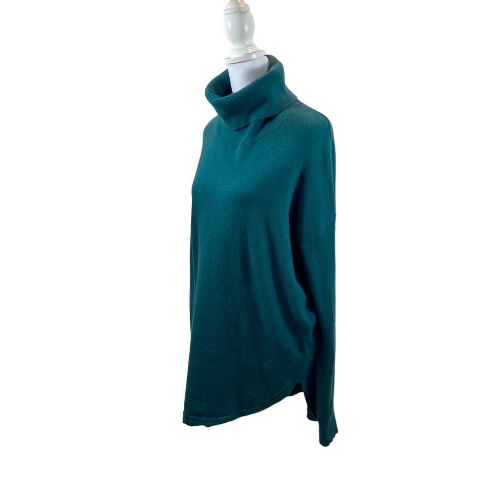 Chelsea28 Teal‎ Pima Cotton Cashmere blend Turtleneck Tunic Sweater Size Small